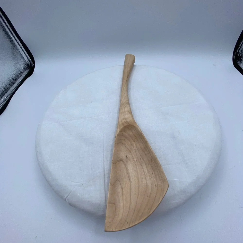 Handcrafted 12in Wooden Stirring Spoon Spatula Natural Grain Maple Smooth